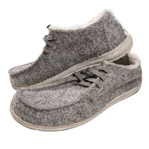 Tommy Bahama Men Faux Fur Lined Moccasins Size 9.5 Gray Slip On Slippers Loafers